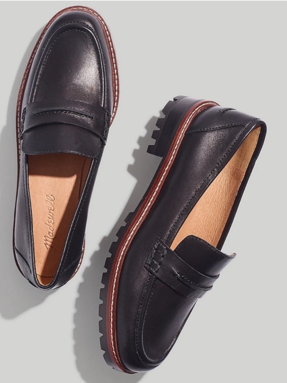 MADEWELL THE CORINNE LUGSOLE LOAFER BLACK LEATHER SIZE 8.5